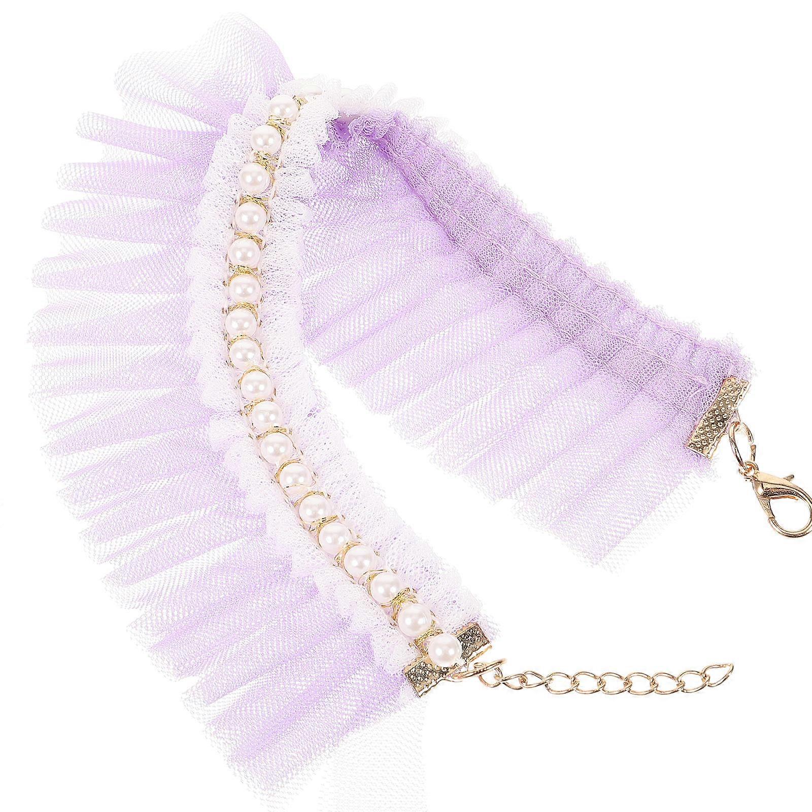 Adjustable Lace Cat Collar Decorative Kitten Collar Pets Neck Decor Violet