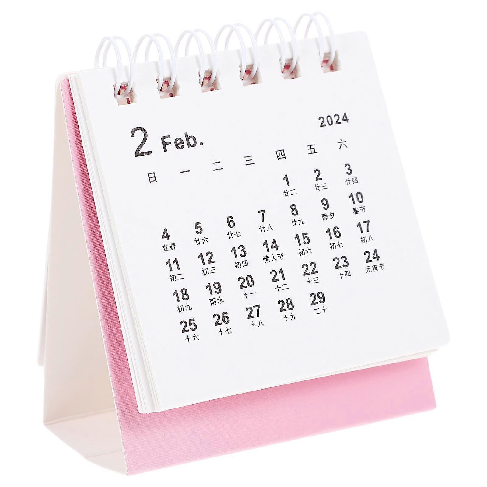 Tabletop Calendar 2023 2024 Desktop Calendar Pink Rectangular Decoration For Home Office School 1Set