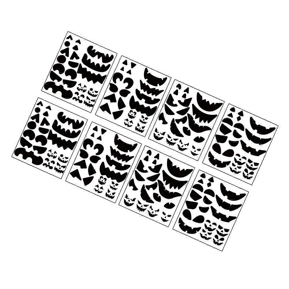Halloween Pumpkin Face Sticker Black Etching Template for Decorating 8 Sheets