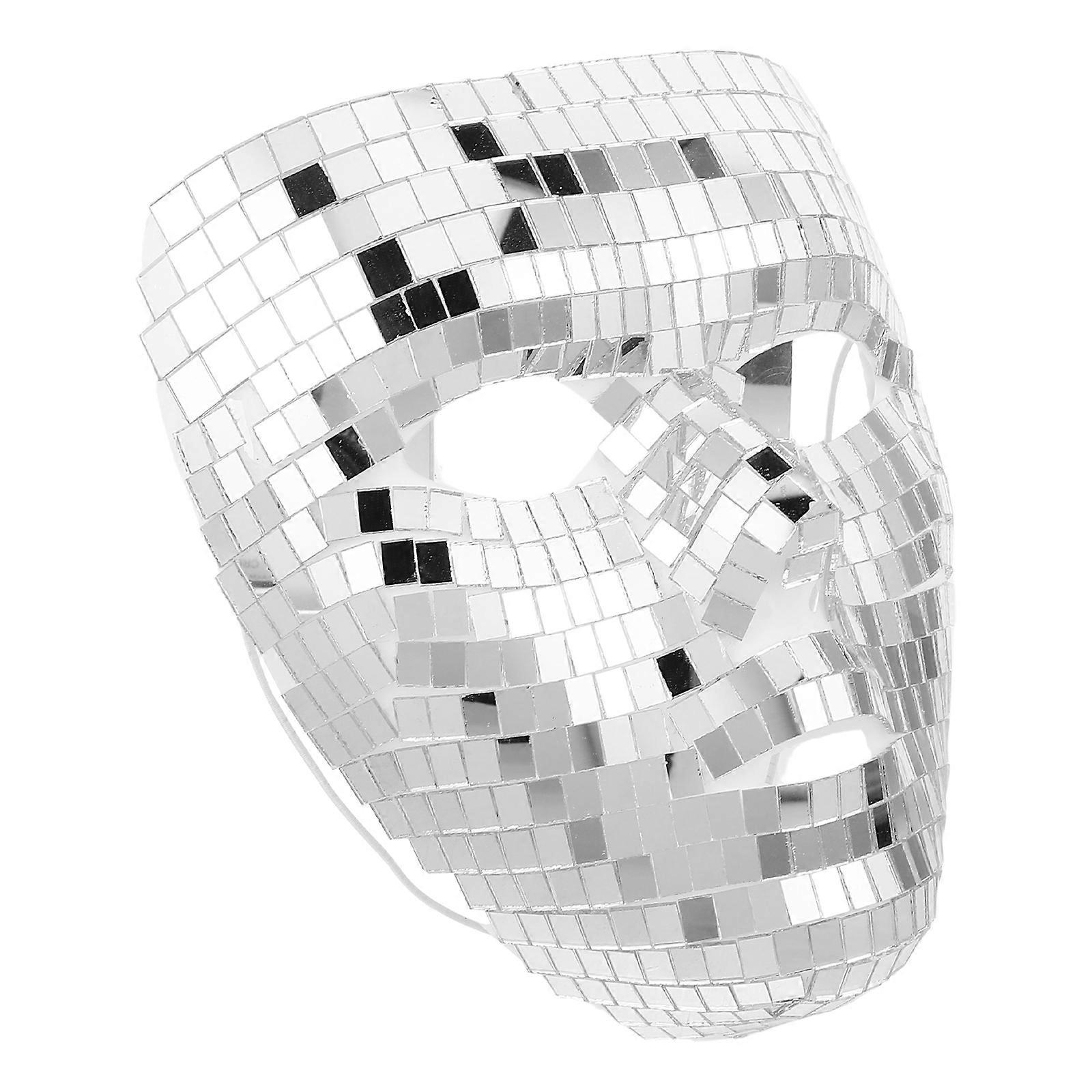 Silver Disco Mask Full Face Mask for Stage Performance 4Pcs Set