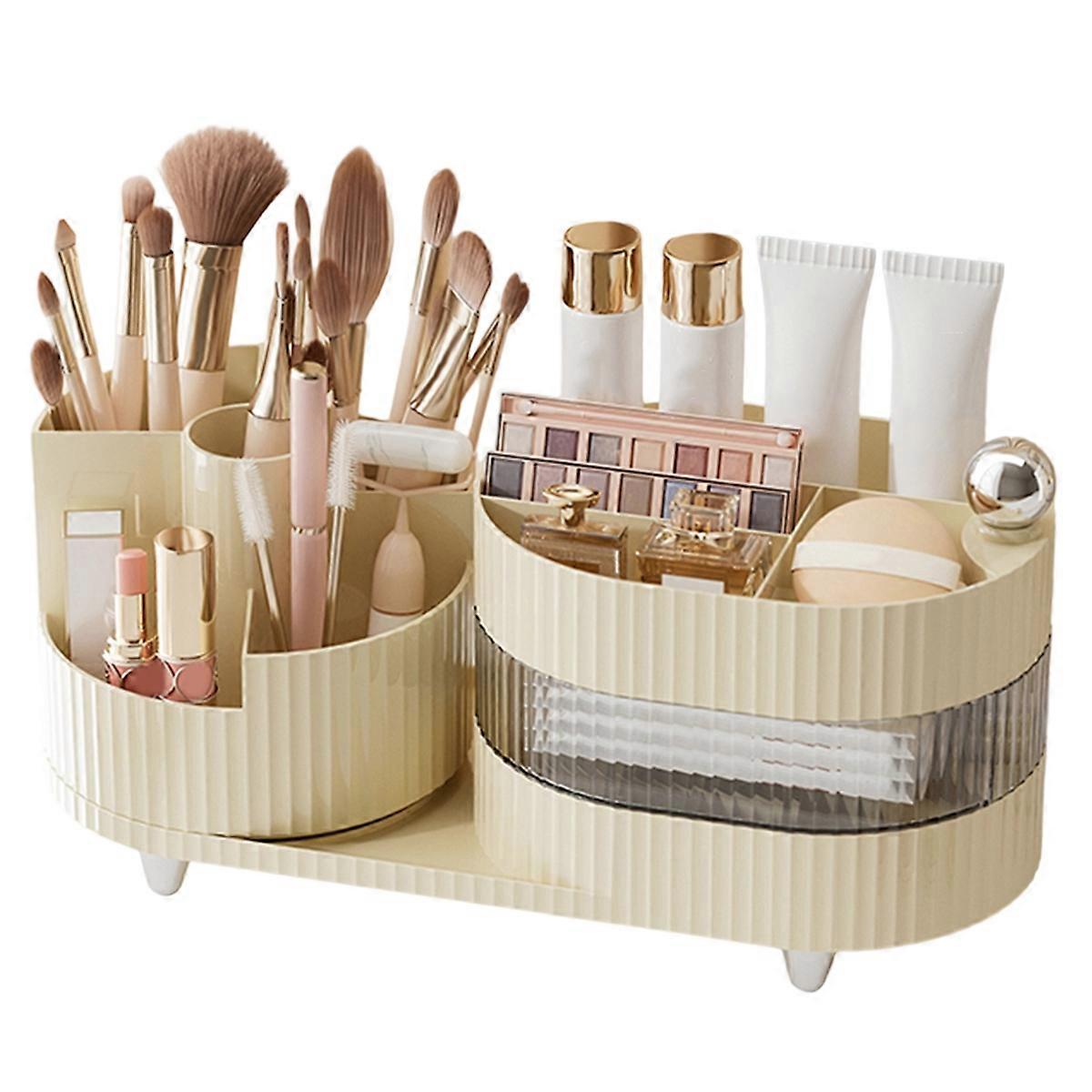 The Desktop Can Be Rotated Cosmetics Storage Box,Dresser Large Capacity Makeup,Eyeshadow & Lipstick Compartment Shelf A