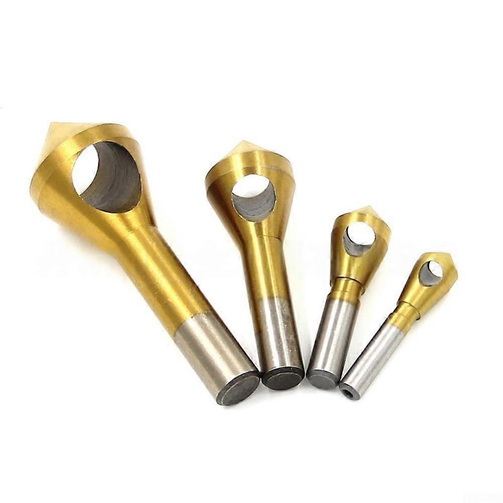 Countersink Drill Bit Set 4 Pcs Titanium Coated HSS Chamfer Bits For Wood And Metal Drilling Compatible Table Drills