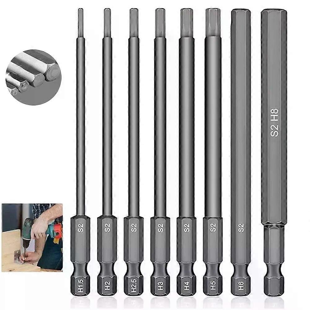 100mm 8pcs Hex Head Allen Wrench Drill Bits Set SAE Metric Allen Electric Hexagonal Bit Screwdriver Socket Bit Power Tool Parts
