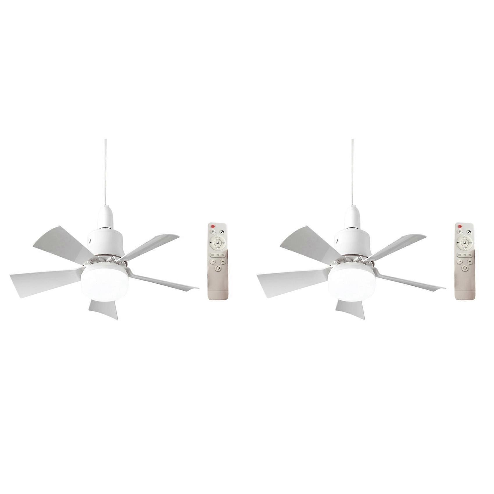 2X Socket Fan Light Small Ceiling Fan with Light and Remote, Screw in Ceiling Fan Light for E27 Base
