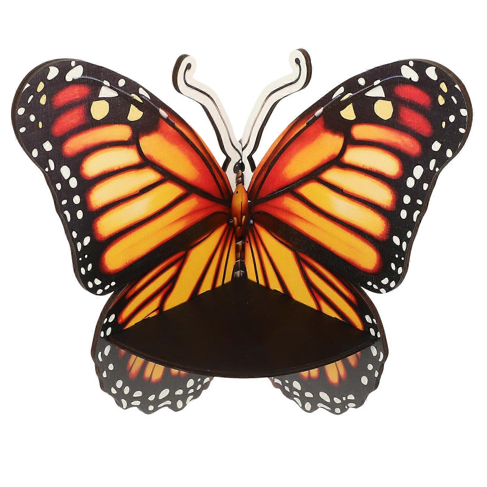 Wood Floating Shelf for Corner Display 2Pcs Butterfly Shaped Wall Mount