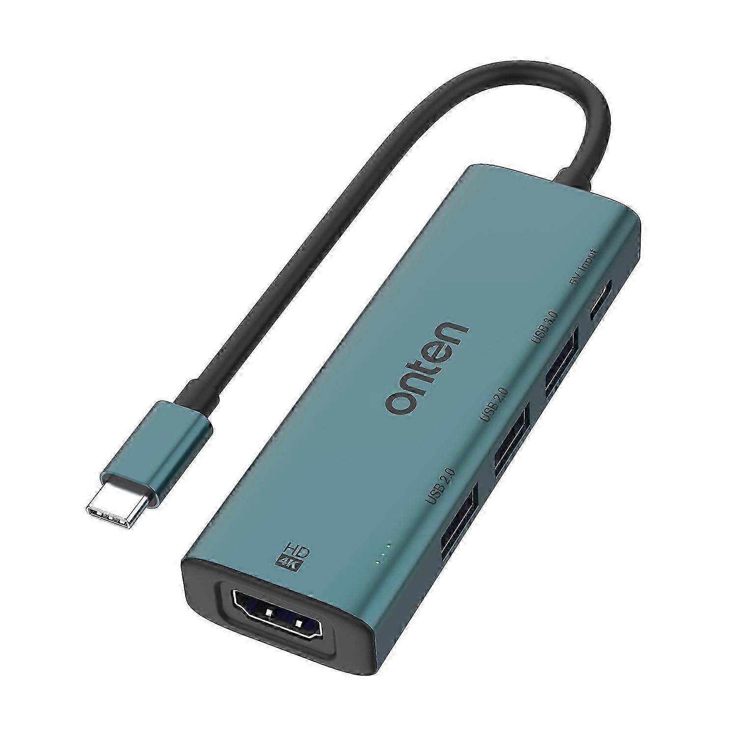 Onten UC123 5 in 1 USB-C / Typ-C auf HDMI + USB3.0 HUB Dockingstation mit 5V Eingang