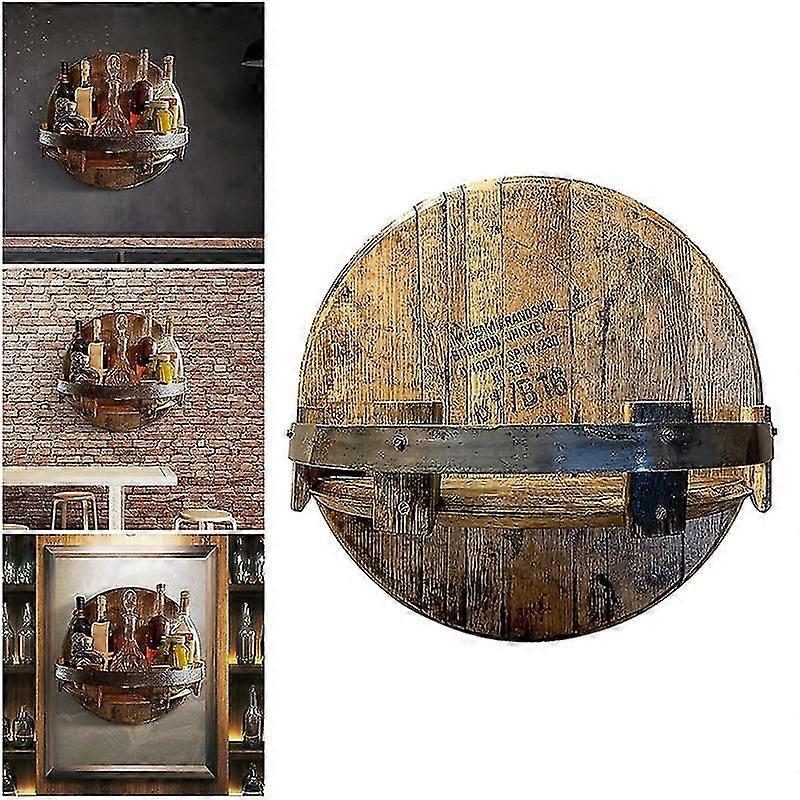 Wooden Vintage Whiskey Barrel Shelf Hand Crafted Liquor Bottle Display Rack Unique Rustic Elegant Durable Functional Decorative