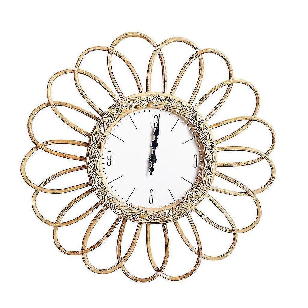 Wicker Collection Wall Clock Battery Powered Rattan Wall Clock Easy To Install