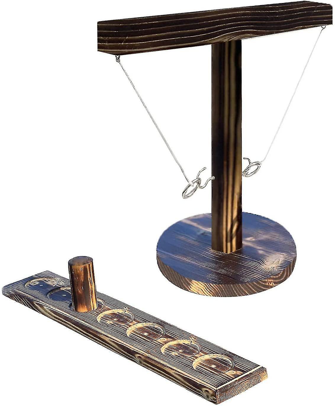 Board Games Handmade Wooden Ring Toss Game With Shot Ladder Bundle Fast-paced Interactive For Bars Home Party