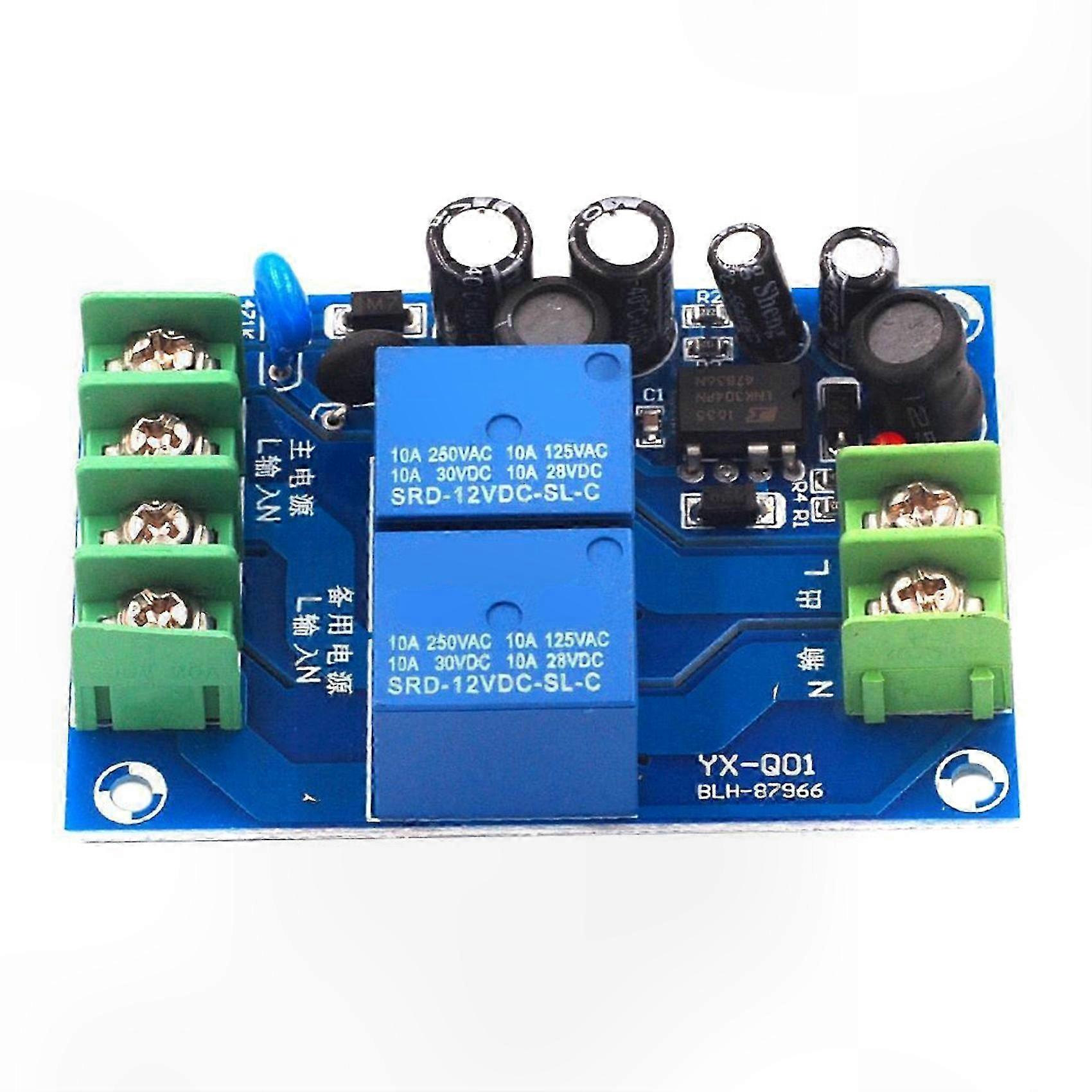 220V 10A 2-Way Automatic Power Transfer Switch, Dual Power Supply 2-in-1-Out for Backup Power Failure