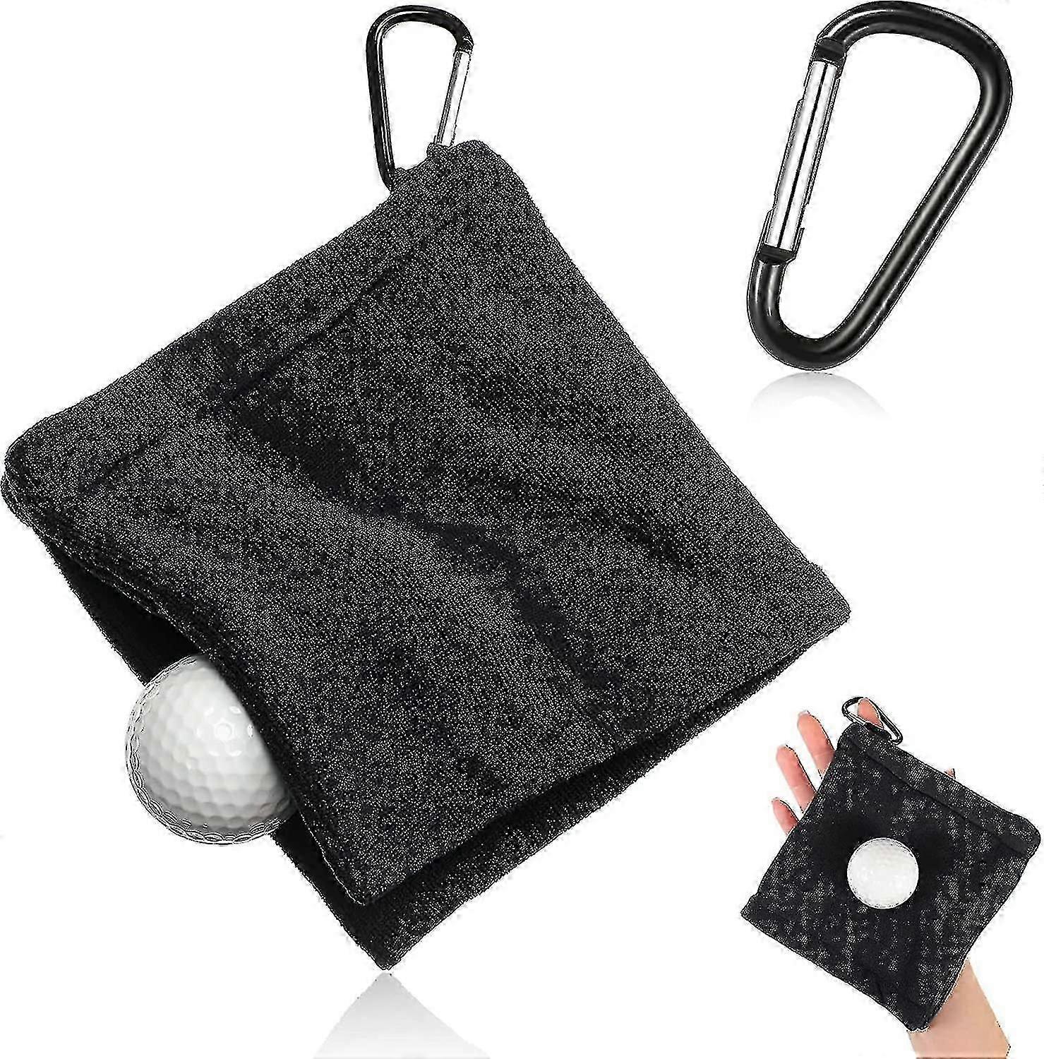 Toalha de Golfe Toalha de Bola de Golfe Microfibra Preta com Clipe 5.51 X 5.51 Polegadas Presente Molhado