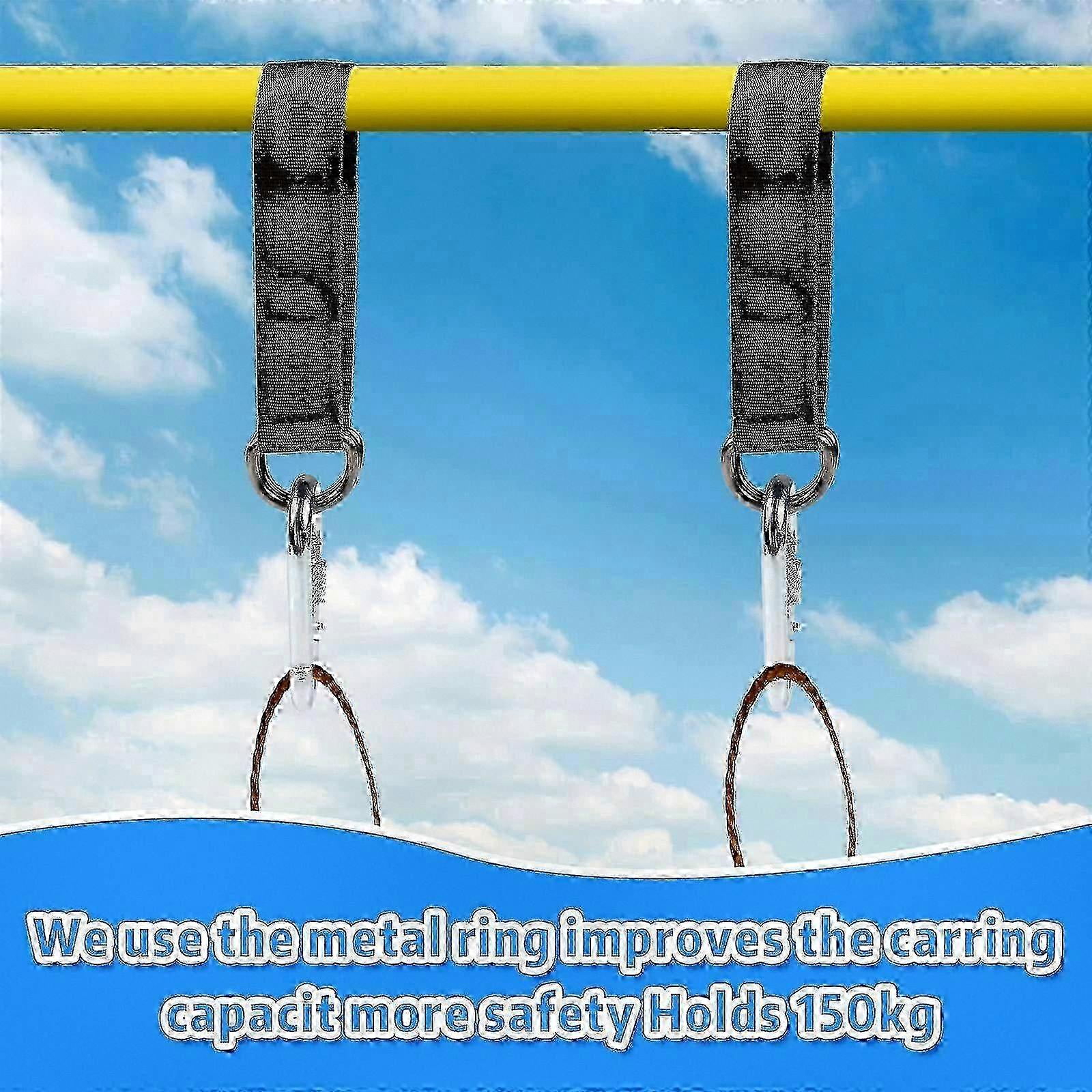 Set di cinghie per appendere l'altalena sull'albero da 4 pezzi con 4 anelli in metallo per altalene all'aperto, amache da giardino e giochi in cortile