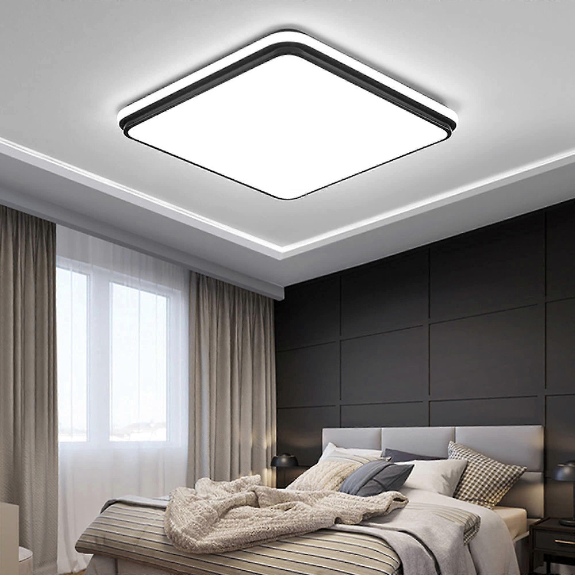 Ceiling Light Square UltraThin LED, Modern Living Room Fixture, WallSwitch OneButton Control, White Light, 50x50x5 cm