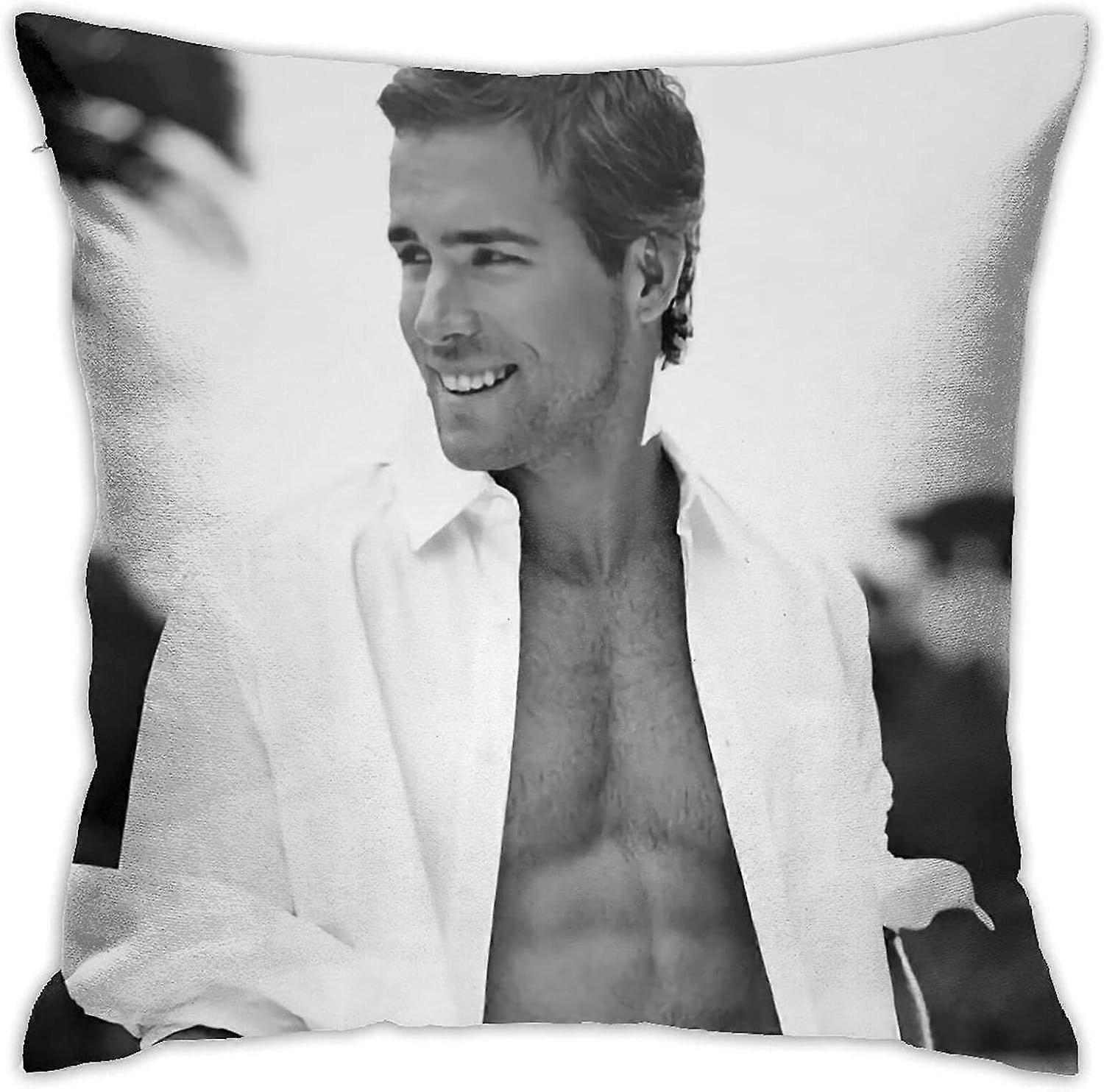 n462ライアンレイノルズ枕カバー枕カバーソフトクッションカバー装飾スロー枕ソファカースクエア枕カバーホームベッド装飾用(18x18in)-TB346