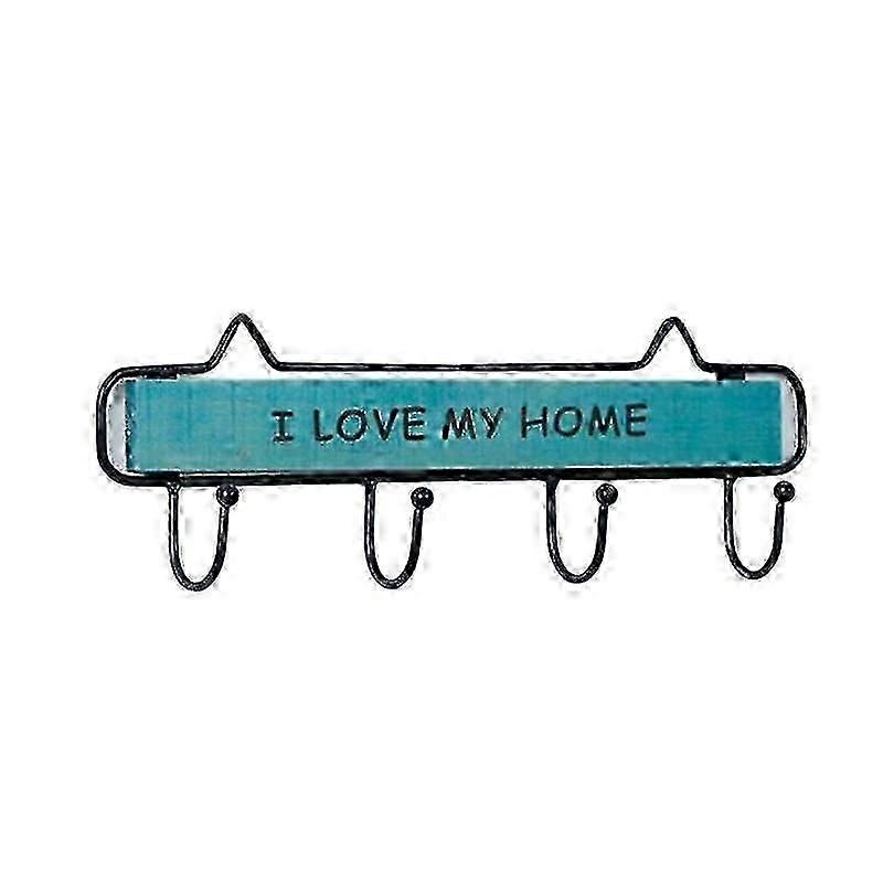 Wall Hook with Vintage Style: Metal & Wood for Home Organization, Perfect for Hanging Clothes, Hats & Keys in Blue