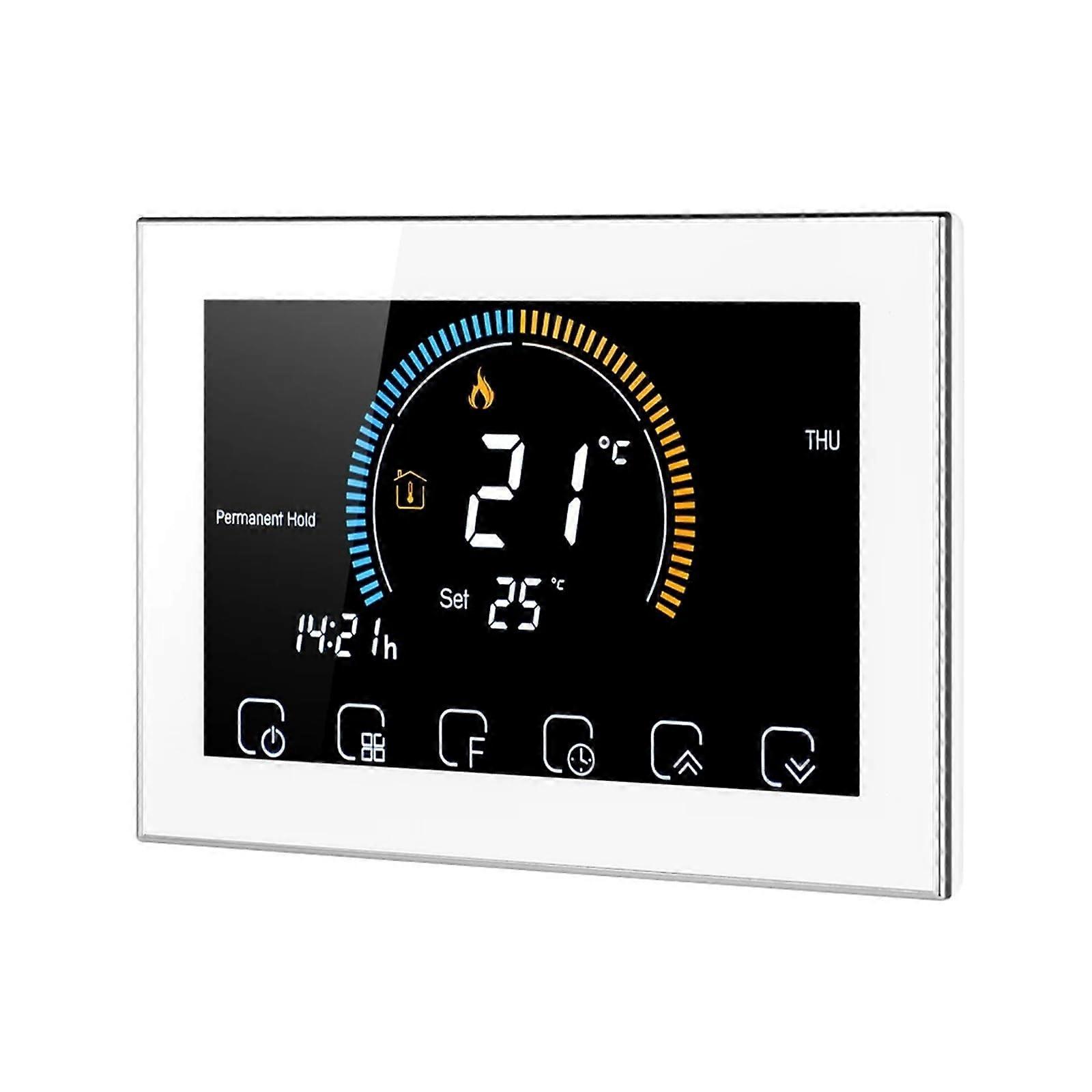 Smart Thermostat Temperature Controller Gas Boiler Compatible Electric Underfloor Heating Humidity Display White No WiFi