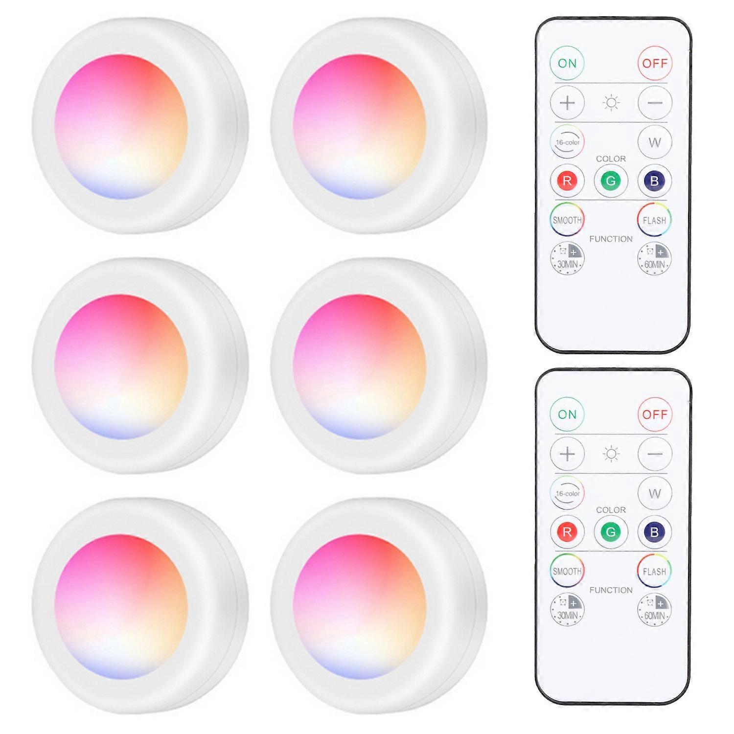 LED Puck Light Cabinet Lighting with Remote 16RGB Closet Light Timer Function Night Lamp for Kitchen