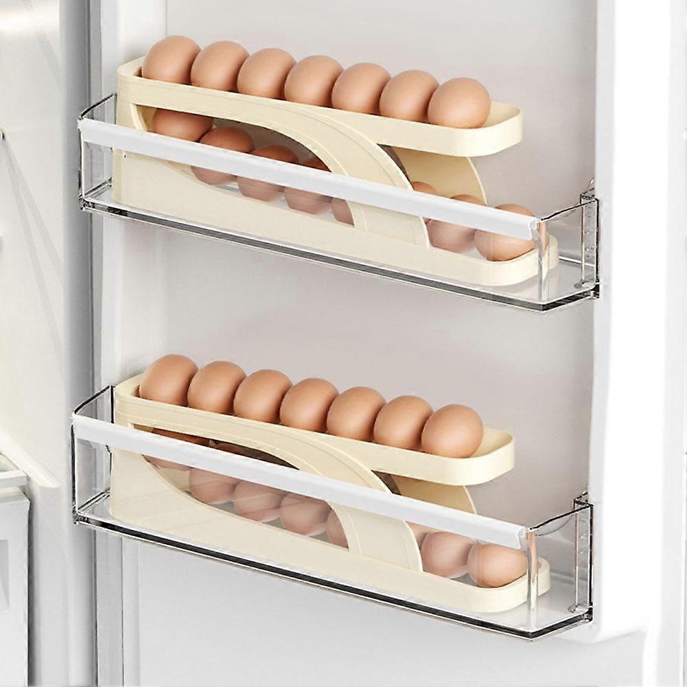 Viflosae 2Pack 2-Tier Fridge Egg Organizer, Auto-Rolling, Space-Saving, 30-Egg Capacity, Large Dispenser, New 2024