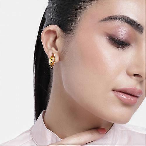 Gold plated earrings with red enamel