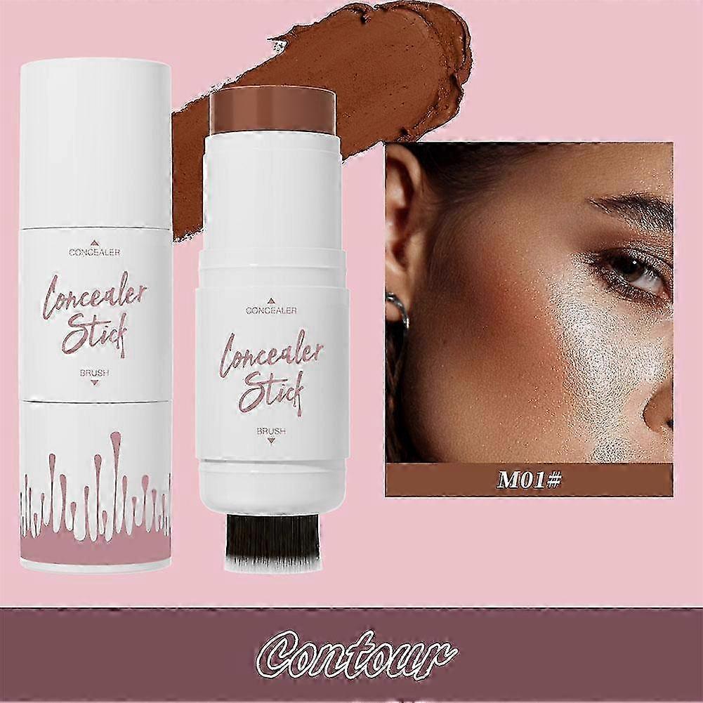 01(A)$hellokiss double-ended contour highlight blush stick with brush head 2 in 1 dual-purpose highlight stick shadow stick makeup