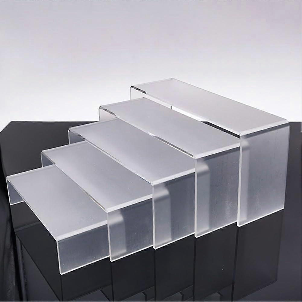Acrylic Display Stand Set of 5 with 4mm Thick Clear Shelves for Jewelry Showcase and Storage