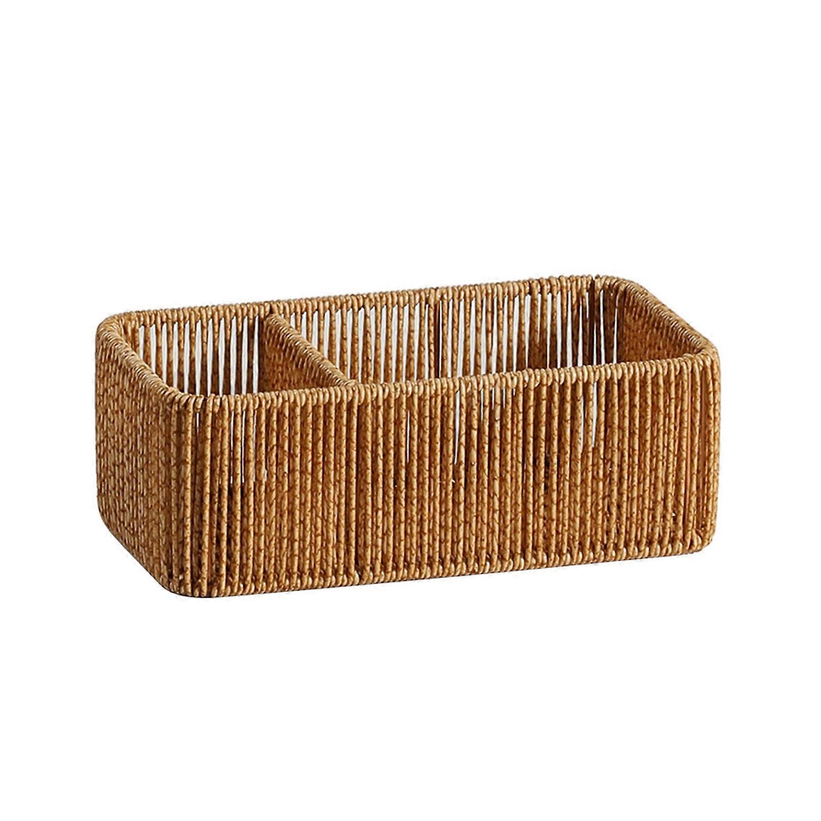Ventilated Bamboos Storage Container With Separators for Paper Towels Small Items  S