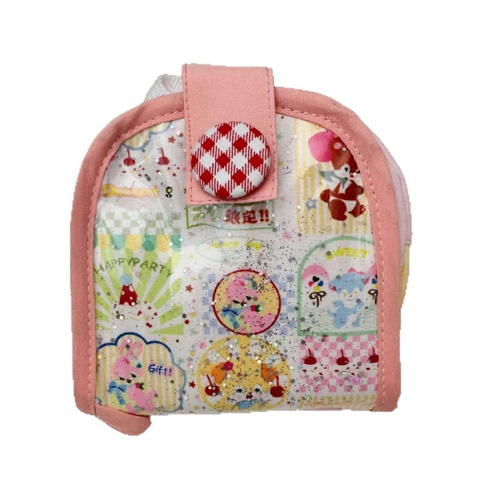 Reusable Canvas Card Case Whimsical Cartoon Design Multiple Interior Pockets Wear Resistant Surfaces Easy Maintenance Multicolor