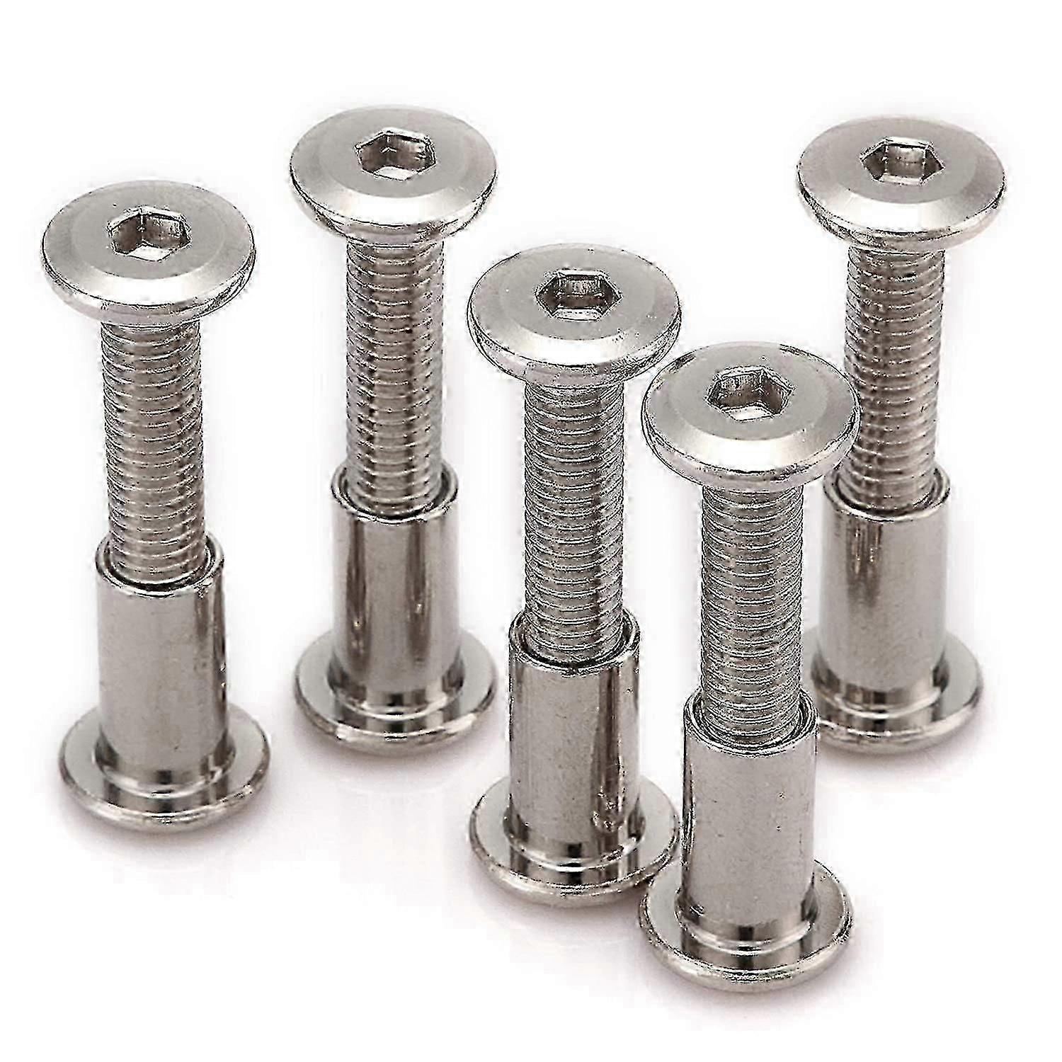 20pcs M6 Length 30mm Furniture Joint Connector Bolt & Cap Nut Kit Use for Cot Bed Crib Bolts Hex Drive Socket Cap Bolts - Hex Socket Screws Head