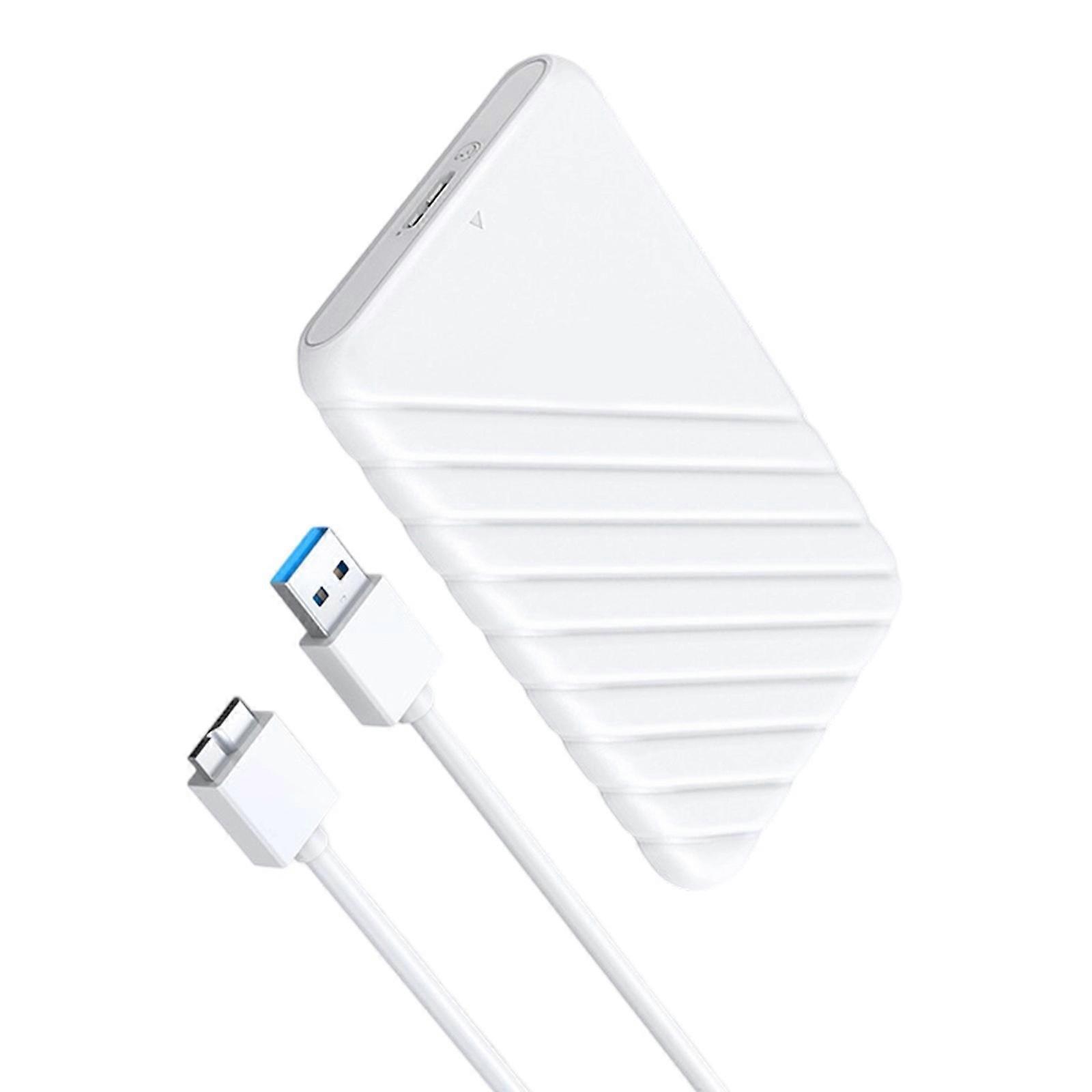 5Gbps USB3.0 2.5inch Hard Drive Case Enclosure Hard Drive Disk Box Enclosure Case Externally Replacement for PC Laptop  White