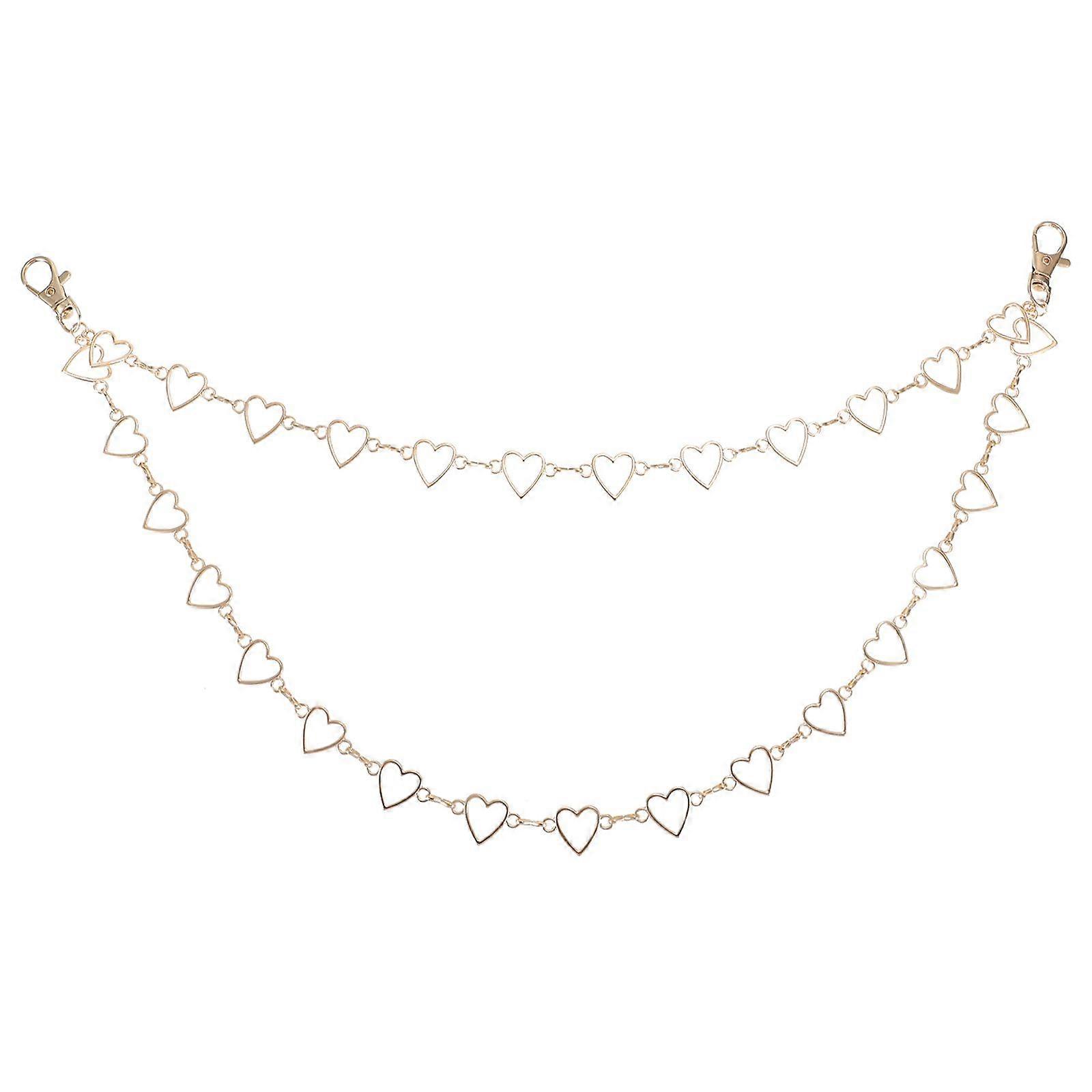 1Pc Multilayer Alloy Jeans Chain Hollow Body Chain Pants Chain Peach Heart Chain