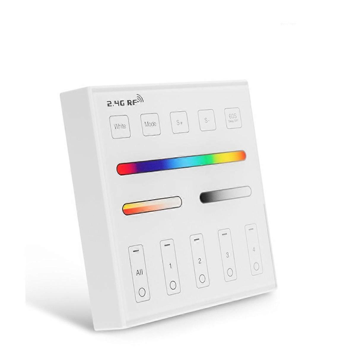 Smart Panel Remote for RGB RGBW RGBCCT, 2.4G Radio Frequency, Wall Mounted, 4 Zones Control