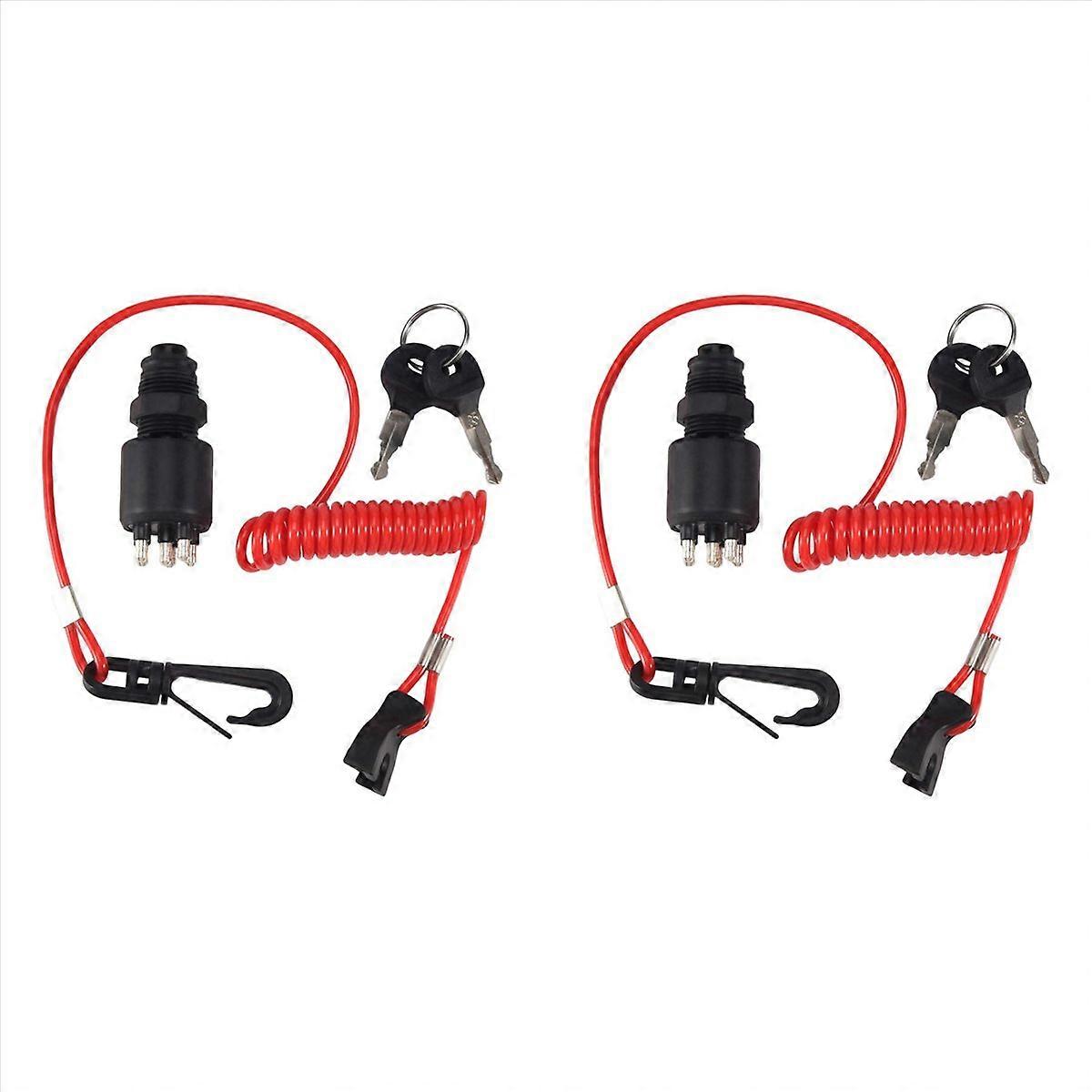 2X Ignition Switch Key Safety Lanyard Lock Assembly for 1996 Up Evinrude 5005801 for Evinrude 