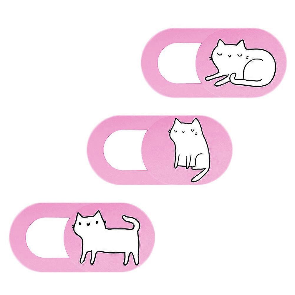 Cat Camera Cover Laptop Camera Protector for 3Pcs Pink ABS