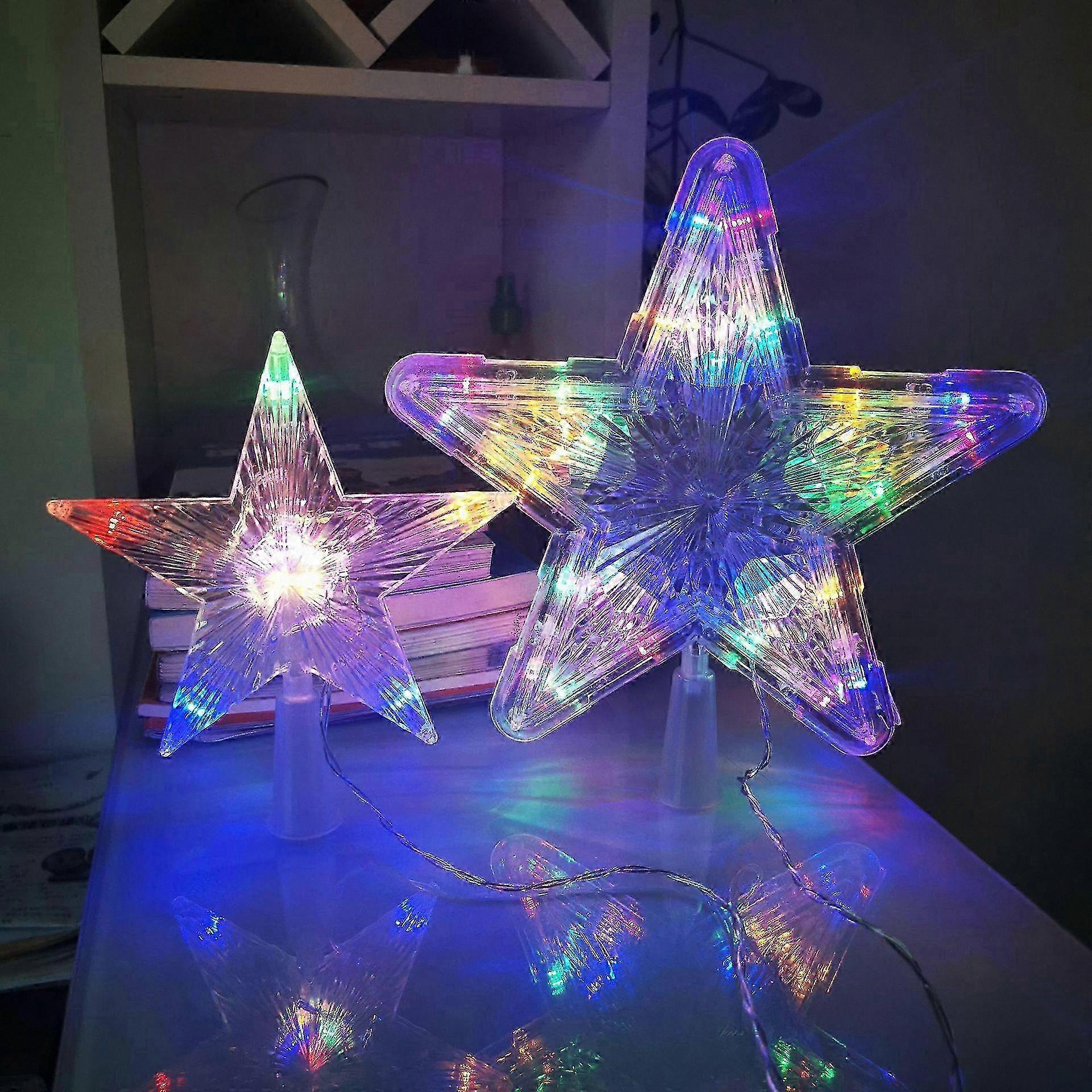 LED Star Decoration Lights for Christmas Tree, Battery-Powered Five-Pointed Star String Lights in a Box