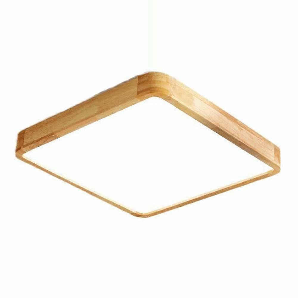 LED Ceiling Light Fixture, Wooden Flush Mount, Dimmable ThreeColor Lamp for Home and Office 30cm