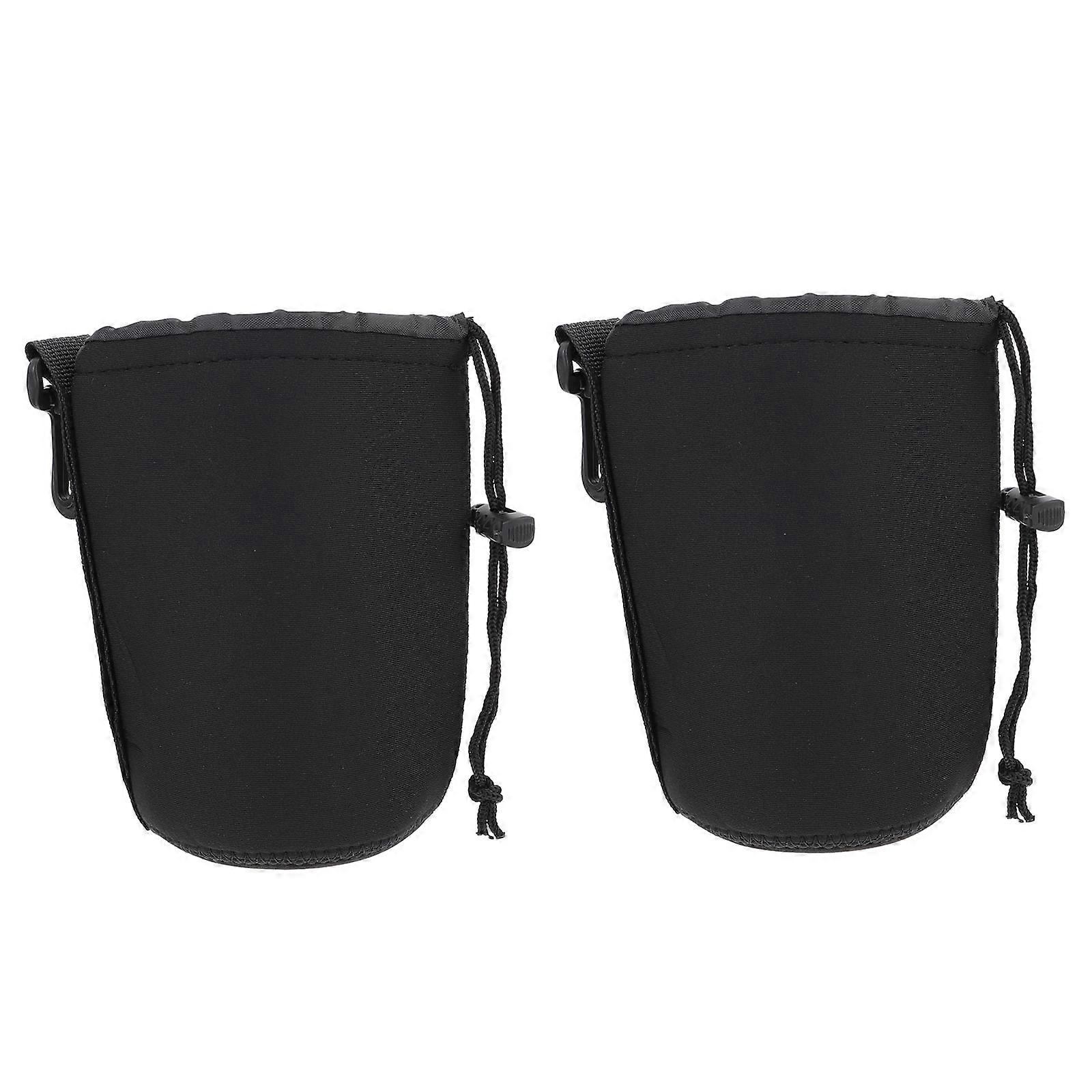 2PCS SLR Camera Lens Pouch for DSLR Camera Lens Neoprene Lens Container Size S