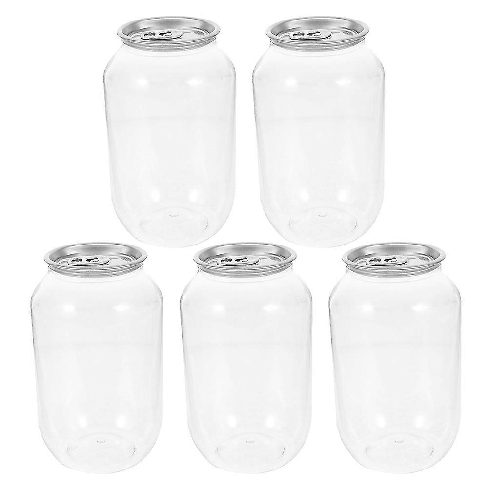 Bottles With Caps Transparent Plastic Juice Bottles For Office Use 13.00X6.00X6.00CM Portable 5Pcs