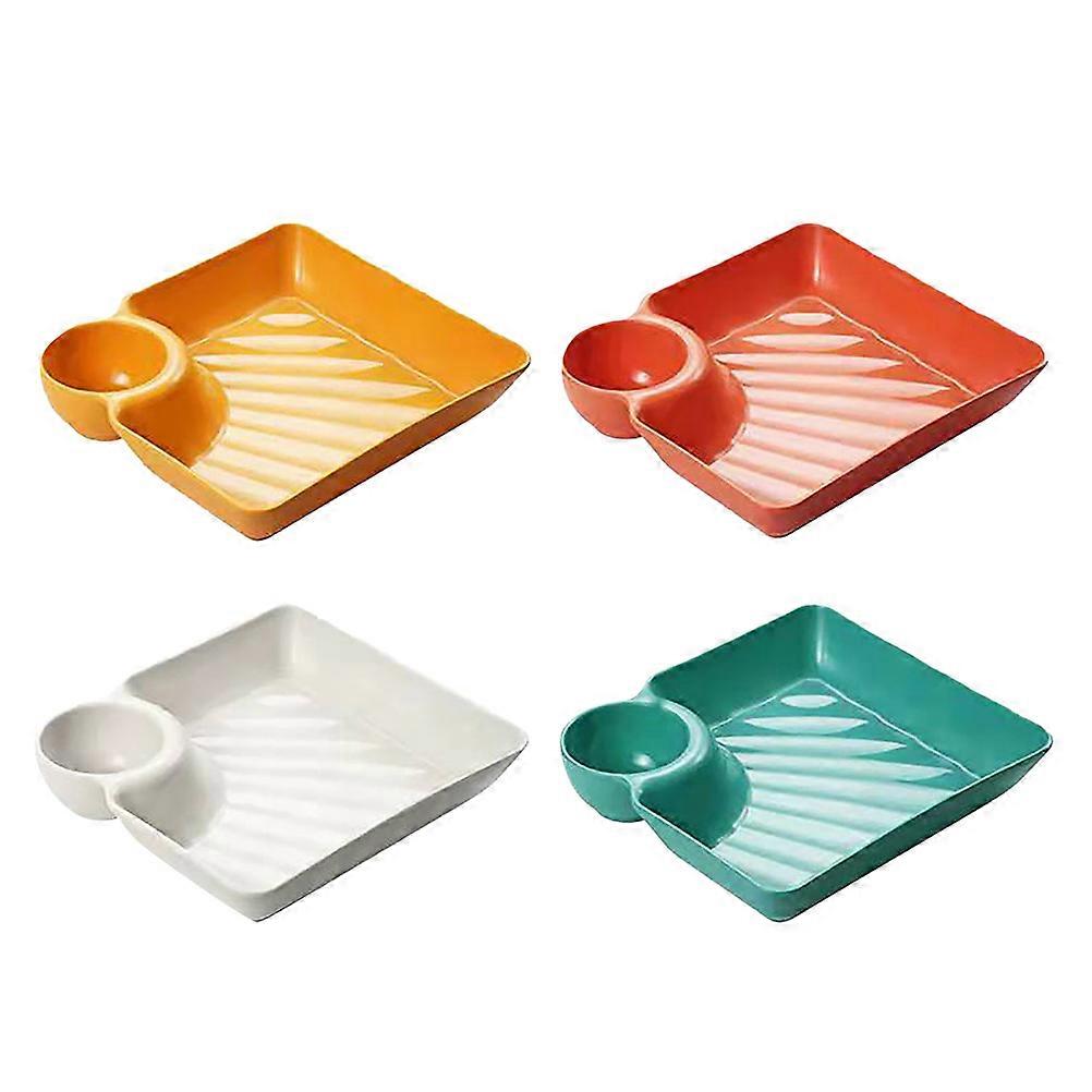 Assorted Color Snack Plate Square Chip and Dip Serving Platter 4Pcs Set