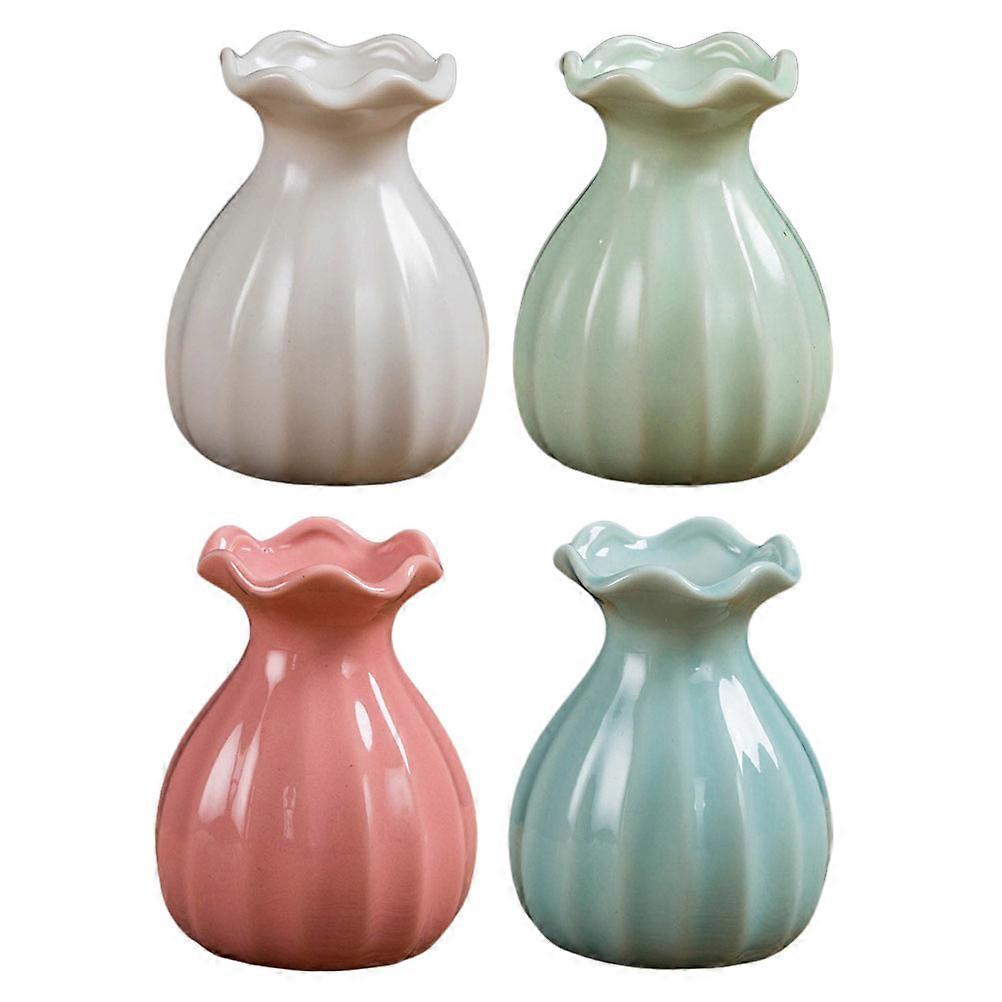 Home Small Vase for Dried Flower Display 4Pcs Ceramic Set
