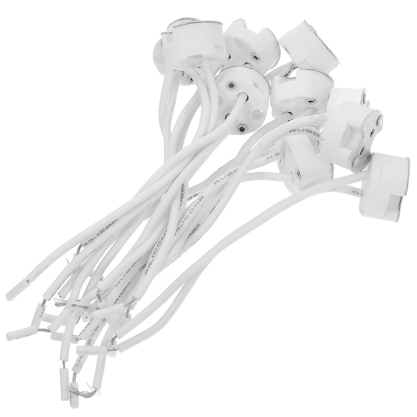 Ceramic Lamp Socket Adapter for Lamp Use 10Pcs Silver Round Design