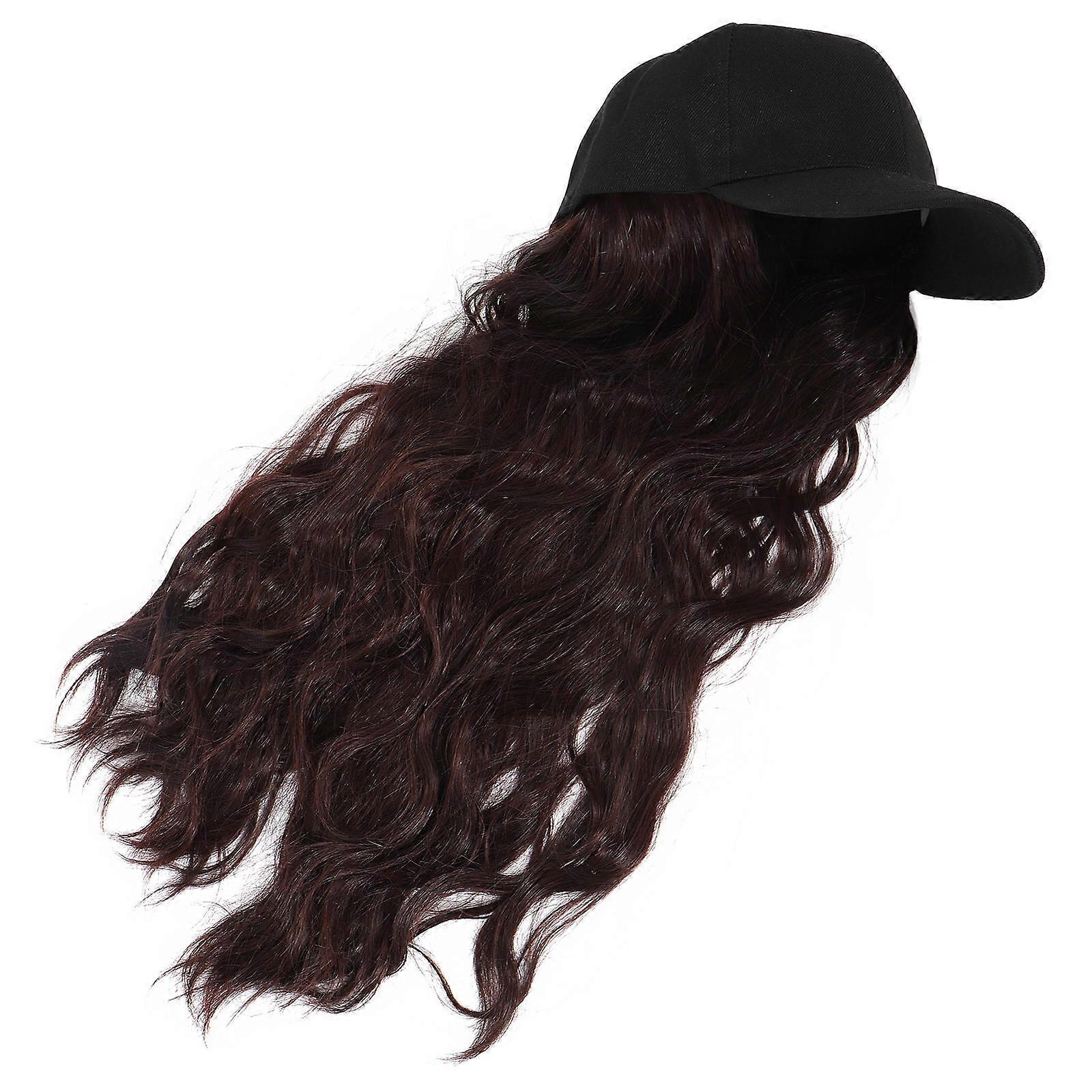 Baseball Cap with Hair Extensions for Decor Black Wig Hat