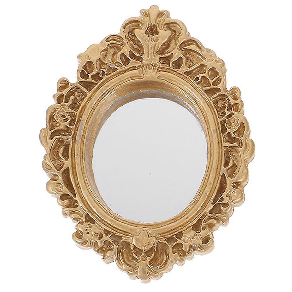 Miroir mural doré pour maison de poupée, miniature, style classique.