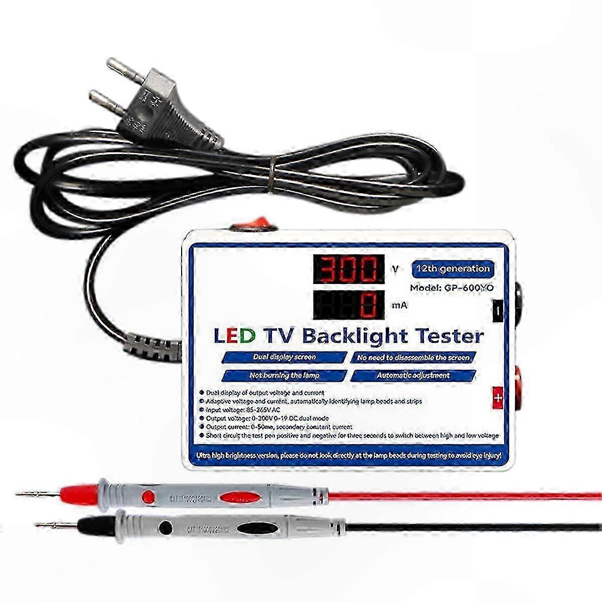 LED TV Backlight Tester Tool with 0-300V Output and EU Plug for LED Diagnostics