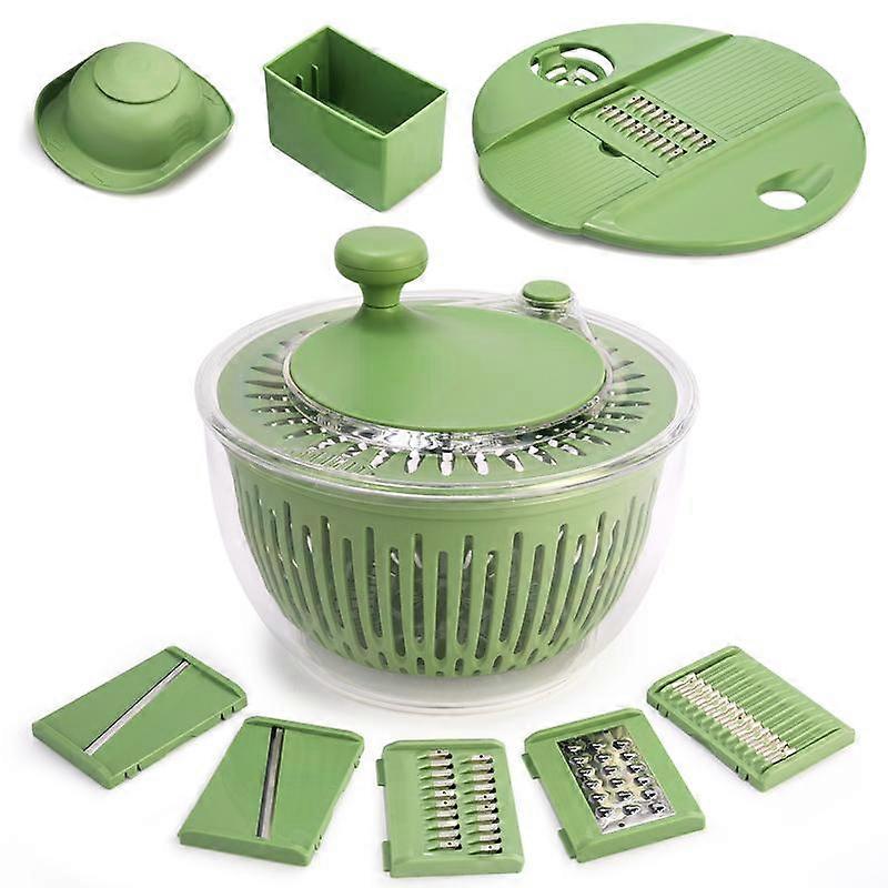 Susteas Salad Spinner +Chopper Combo �CIncludes Colander & Pasta Strainer�C 5-in-1 Kitchen Must-Have (Springtok Green) Vegetable Cutting Slice