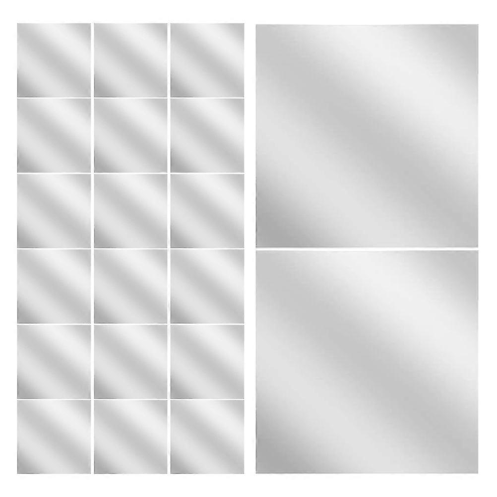 20Pcs Adhesive Square Mirrors for Crafts Acrylic Mini Mirror Tiles Silver