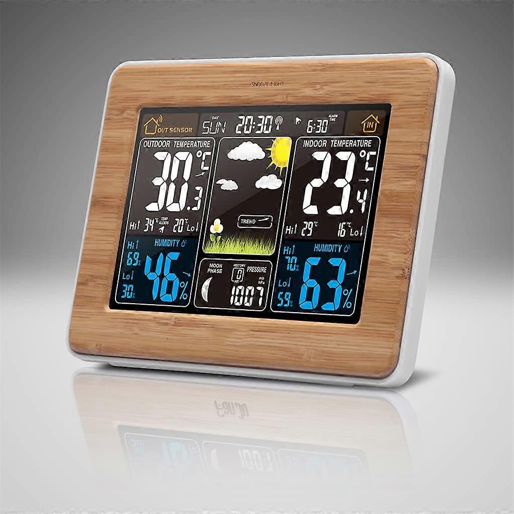 Indoor Outdoor Thermometer Hygrometer Digital Weather Station with Moon Phase Display and Alarm