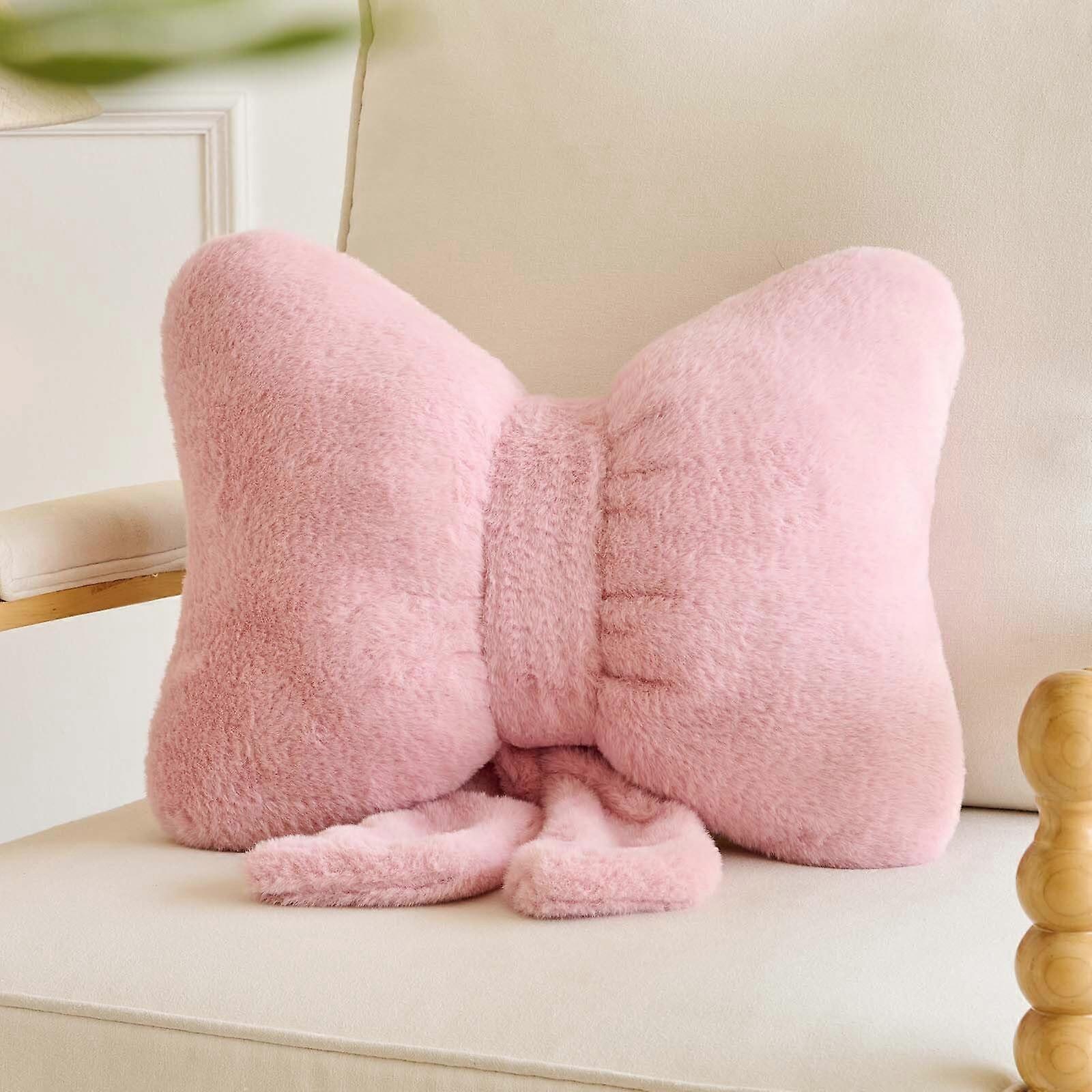 Dusty Pink Bow Throw Pillow Soft Plush Unique Bow Shape Cushion for Sofa Bed Bedroom Decor 12x9