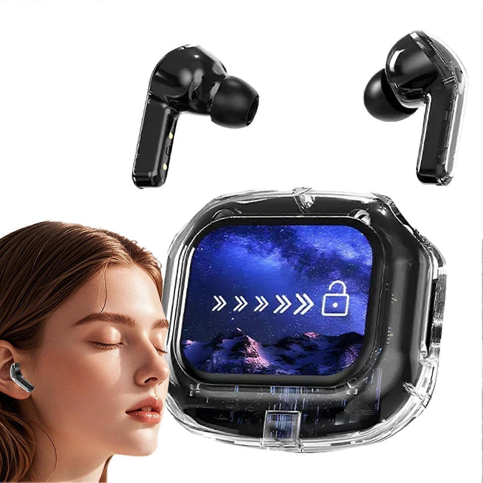 Wireless Noise Cancelling Earbuds  Smart Touch Screen, Bluetooth Portable Earphones, Long Battery Life, Black