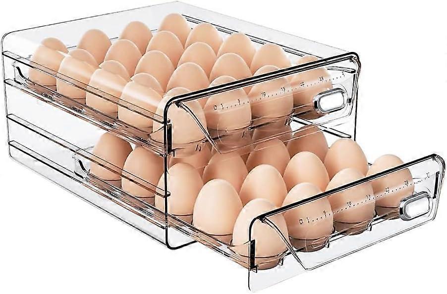 Egg Storage Container with Stackable Drawer Design, Large Capacity 60 Eggs Holder for Fridge