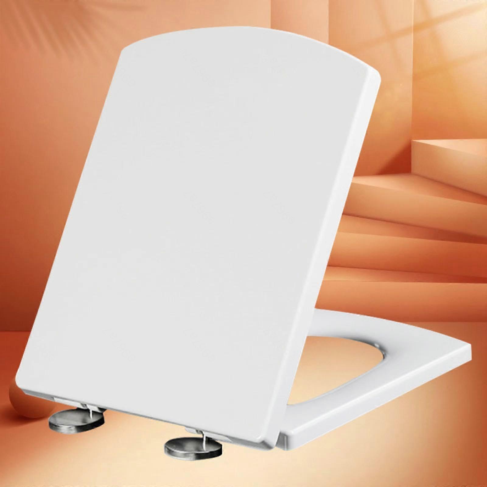 Soft Close Rectangular White Toilet Seat with Quick Release Hinges,  Fixing, 34.5 x 43 cm